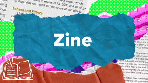 Collage image made from scraps of paper with the title ‘zine’.